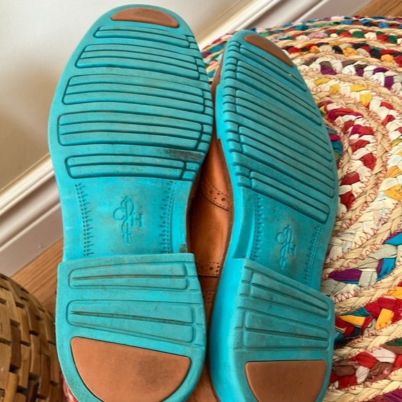 Cole Haan Cognac Leather Turquoise Sole Brogue Oxford Shoes - Picture 6 of 7